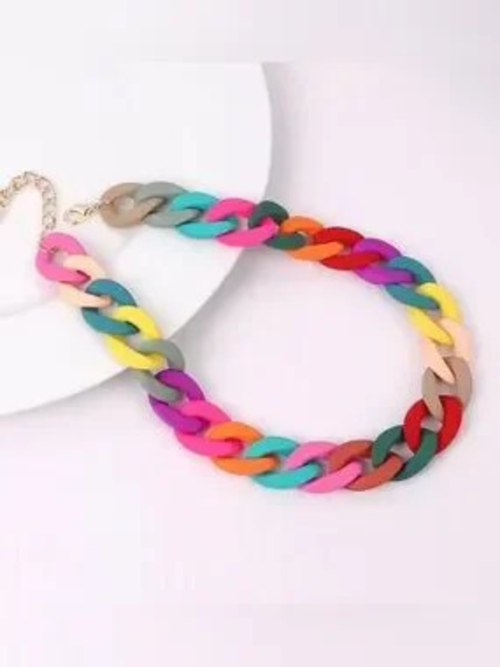 Colorful Multicolor Bold Chain Link Necklace - Rainbow Candy necklace